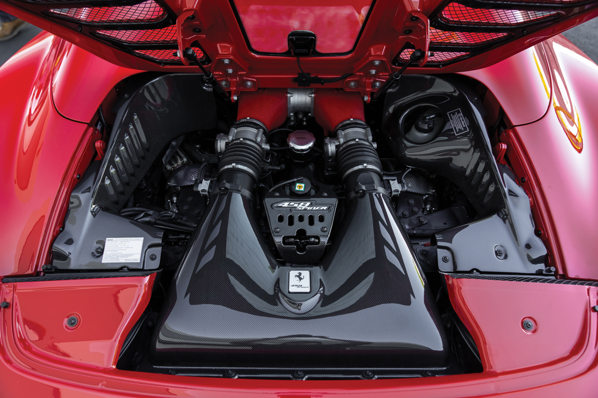 Engine of 2013 Ferrari 458 Spider offered at RM Sotheby’s Monterey live auction 2019